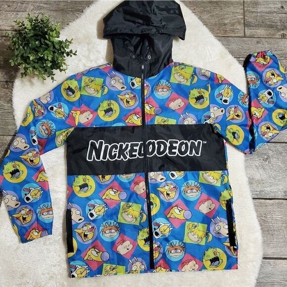 Nickelodeon Windbreaker, Blue with Rugrats, Rocko, and CatDog, Unisex Sz Medium - Picture 1 of 6